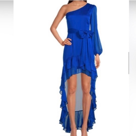 Giani Bernini Dresses & Skirts - Gianni Bini Cobalt Blue One Shoulder Hi Low Dress Size 8 Asymmetrical Chiffon